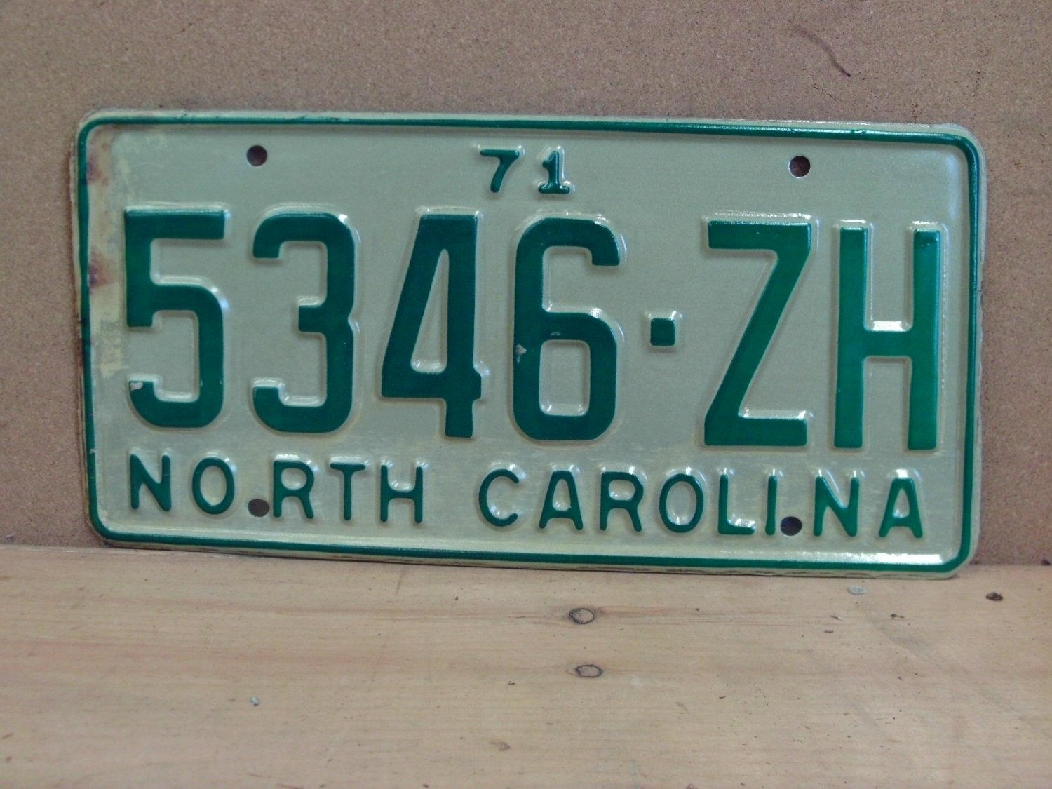 1971 North Carolina NC Trailer License Plate 5346-ZH VG- NCY6