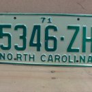 1971 North Carolina NC Trailer License Plate 5346-ZH VG- NC8