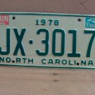 1981 North Carolina NC YOM Truck License Plate VG+-N JX-3017 NC8
