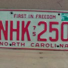 1978 North Carolina NC Passenger YOM License Plate NHK-250 VG NC4