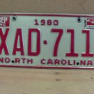 1984 North Carolina Passenger YOM License Plate VG NC XAD-711 NC5