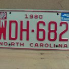 1983 North Carolina Passenger YOM License Plate EX-N NC WDH-682 NC5
