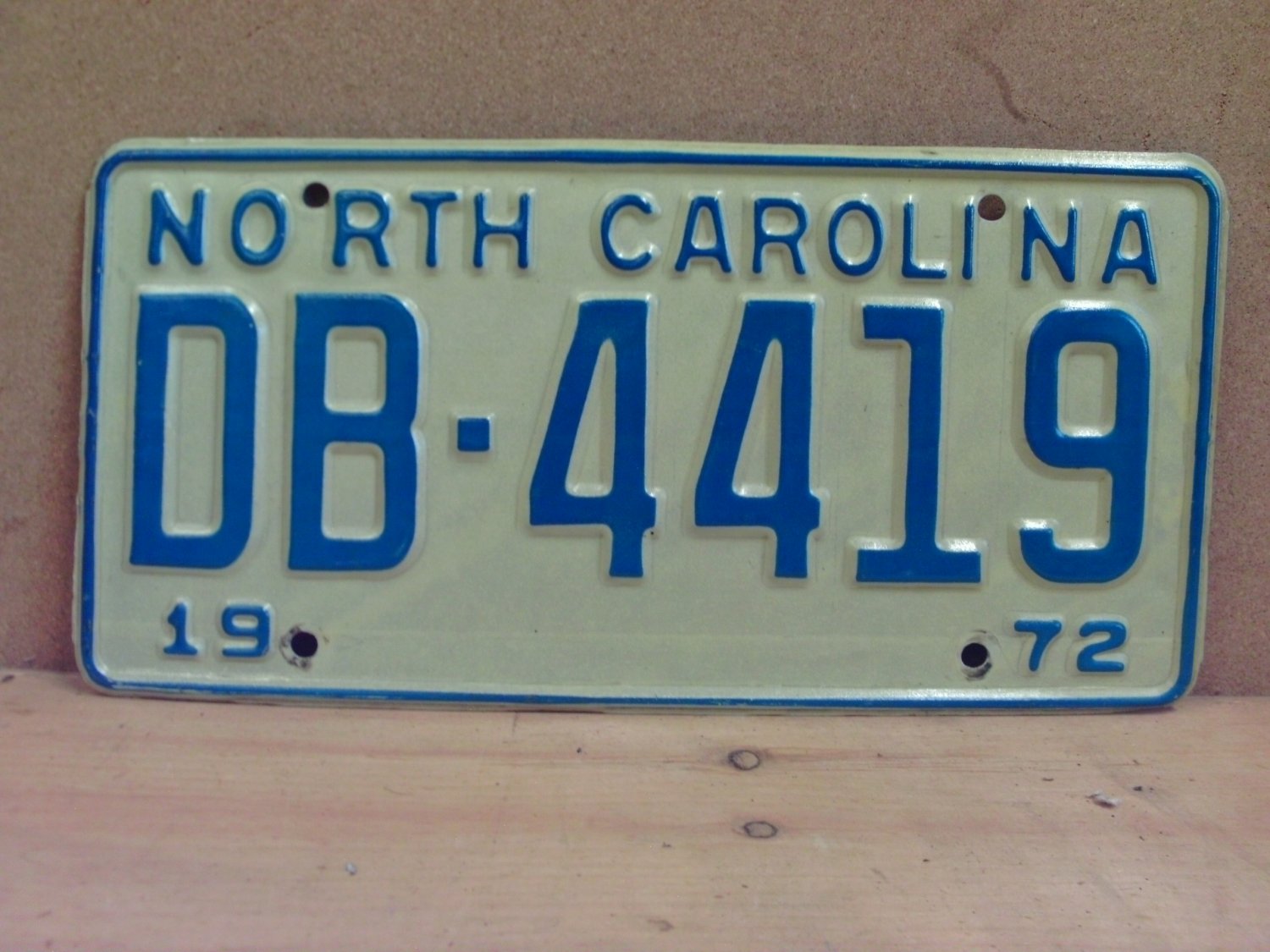 1972 North Carolina NC YOM Passenger License Plate DB-4419 EX NC2