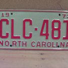 1973 North Carolina YOM License Plate Tag NC #CLC-481 Mint! NC3