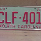 1973 North Carolina YOM License Plate Tag NC #CLF-401 Mint! NC3