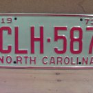 1973 North Carolina YOM License Plate Tag NC #CLH-587 Mint! NC3