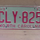 1973 North Carolina YOM License Plate Tag NC #CLY-825 Mint! NC3