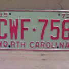 1973 North Carolina YOM License Plate Tag NC #CWF-758 Mint! NC3
