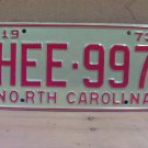 1973 North Carolina YOM License Plate Tag NC #HEE-997 Mint! NC3