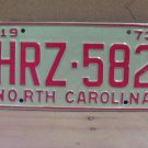 1973 North Carolina YOM License Plate Tag NC #HRZ-582 Mint! NC3
