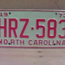 1973 North Carolina YOM License Plate Tag NC #HRZ-583 Mint! NC3