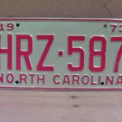 1973 North Carolina YOM License Plate Tag NC #HRZ-587 Mint! NC3