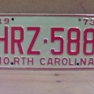 1973 North Carolina YOM License Plate Tag NC #HRZ-588 Mint! NC3