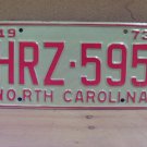 1973 North Carolina YOM License Plate Tag NC #HRZ-595 Mint! NC3