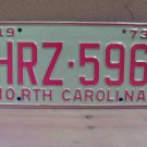 1973 North Carolina YOM License Plate Tag NC #HRZ-596 Mint! NC3
