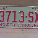 1973 North Carolina YOM Truck License Plate Tag NC #3713-SX Mint! NC6