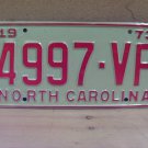 1973 North Carolina YOM Truck License Plate Tag NC #4997-VP Mint! NC6