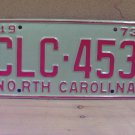 1973 North Carolina EX YOM License Plate Tag NC #CLC-453 NC3