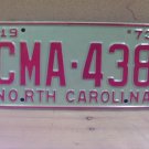 1973 North Carolina EX YOM License Plate Tag NC #CMA-438 NC3