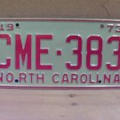 1973 North Carolina EX YOM License Plate Tag NC #CME-383 NCY2
