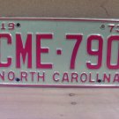 1973 North Carolina EX YOM License Plate Tag NC #CME-790 NC3