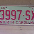 1973 North Carolina YOM Truck License Plate Tag NC #3997-SX EX NC6