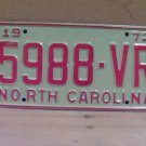 1973 North Carolina YOM Truck License Plate Tag NC #5988-VR EX NC6