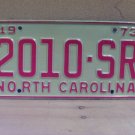 1973 North Carolina YOM Truck License Plate Tag NC #2010-SR VG NC7