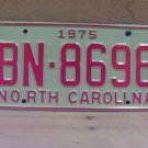 1975 North Carolina YOM License Plate Tag NC EX BN-8696 NC6