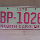 1975 North Carolina YOM License Plate Tag NC EX BP-1026 NC6