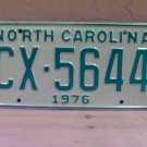 1976 North Carolina NC Truck YOM License Plate CX-5644 EX NC6