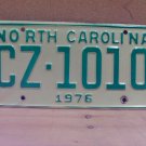 1976 North Carolina NC Truck YOM License Plate CZ-1010 EX NC6