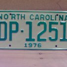 1976 North Carolina NC Truck YOM License Plate DP-1251 EX NC6