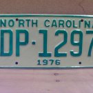 1976 North Carolina NC Truck YOM License Plate DP-1297 EX NC7