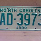 1980 North Carolina NC Truck YOM License Plate AD-3973 Mint Unissued NC6