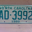 1980 North Carolina NC Truck YOM License Plate AD-3992 Mint Unissued NC6