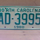 1980 North Carolina NC Truck YOM License Plate AD-3995 Mint Unissued NC6