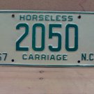 1967 North Carolina NC Horseless Carriage YOM License Plate 2050 VG NC11