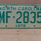 1976 North Carolina NC Manufacturer License Plate MF-2835 VG NC6