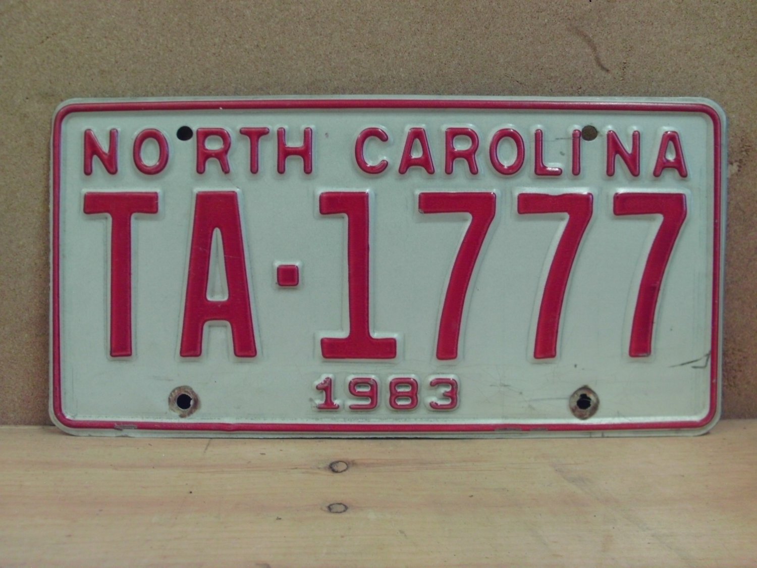 1983 North Carolina NC YOM Taxi License Plate TA-1777 VG NC11