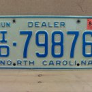 1984 North Carolina NC Dealer License Plate ID-79876 VG NC11