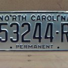 1990s North Carolina Permanent License Plate NC #53244-R VG