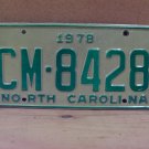 1978 North Carolina NC Truck YOM License Plate CM-8428 VG NC6