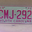 1973 North Carolina YOM License Plate Tag NC #CMJ-292 Mint! NC3