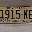 1962 North Carolina Rat Rod Trailer License Plate Tag NC #1915-KB YOM