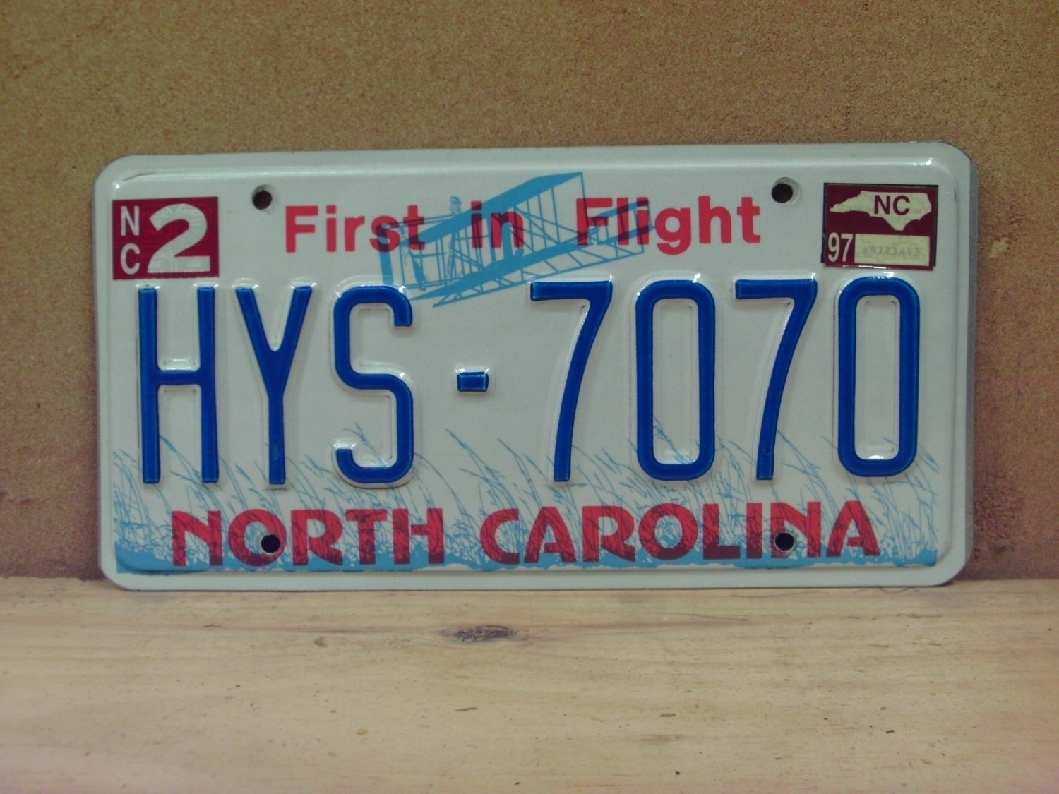 1997 North Carolina NC License Plate With Registration HYS-7070 EX-R