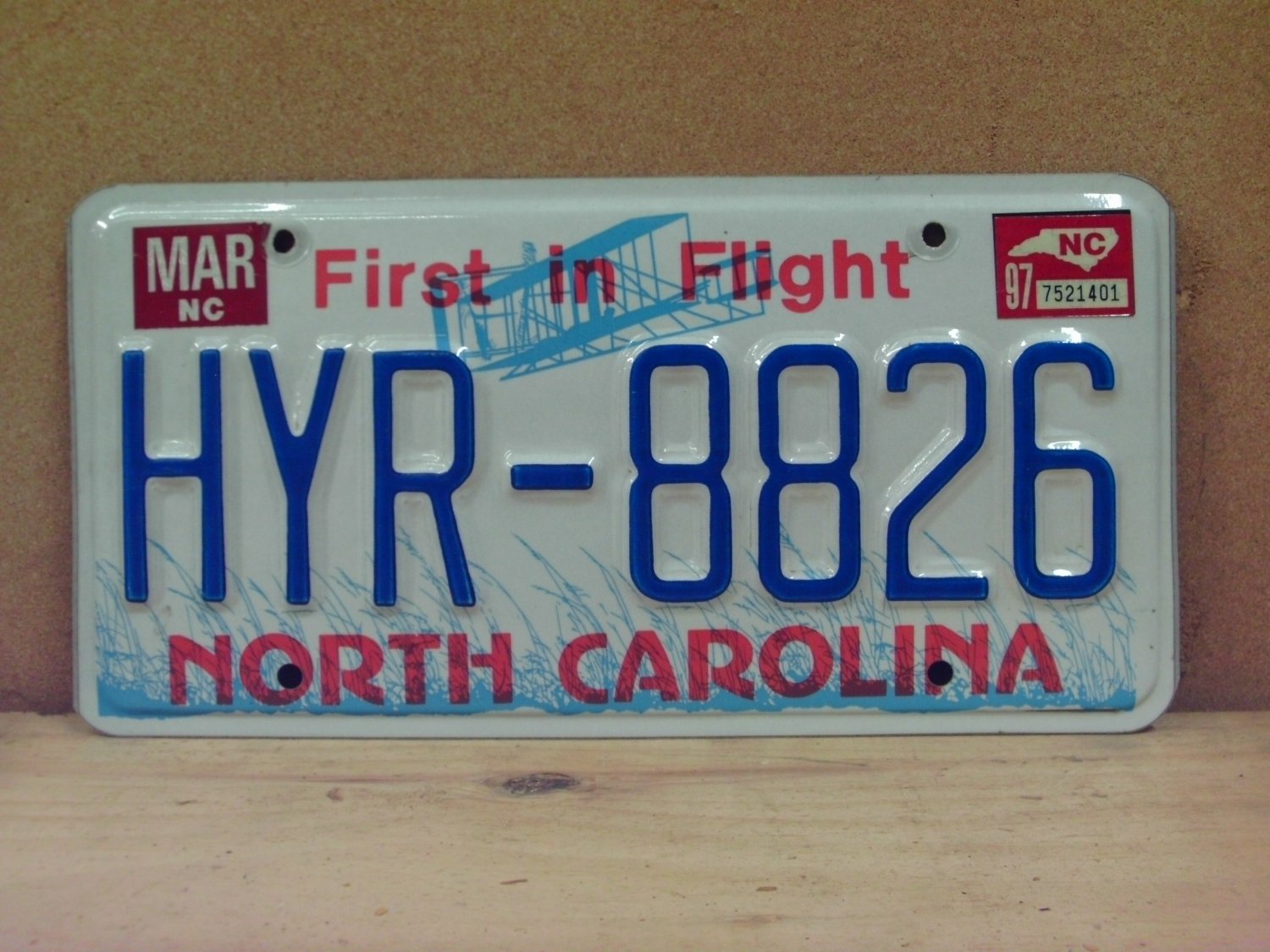 1997 North Carolina NC License Plate With Registration HYR-8826 EX-R