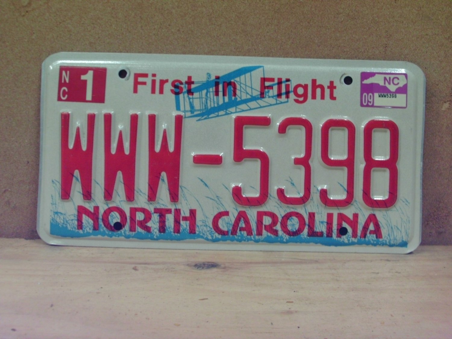 2009 North Carolina NC Passenger License Plate WWW-5398 EX