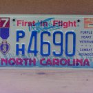1999 North Carolina NC Purple Heart License Plate PH-4690 NCO1