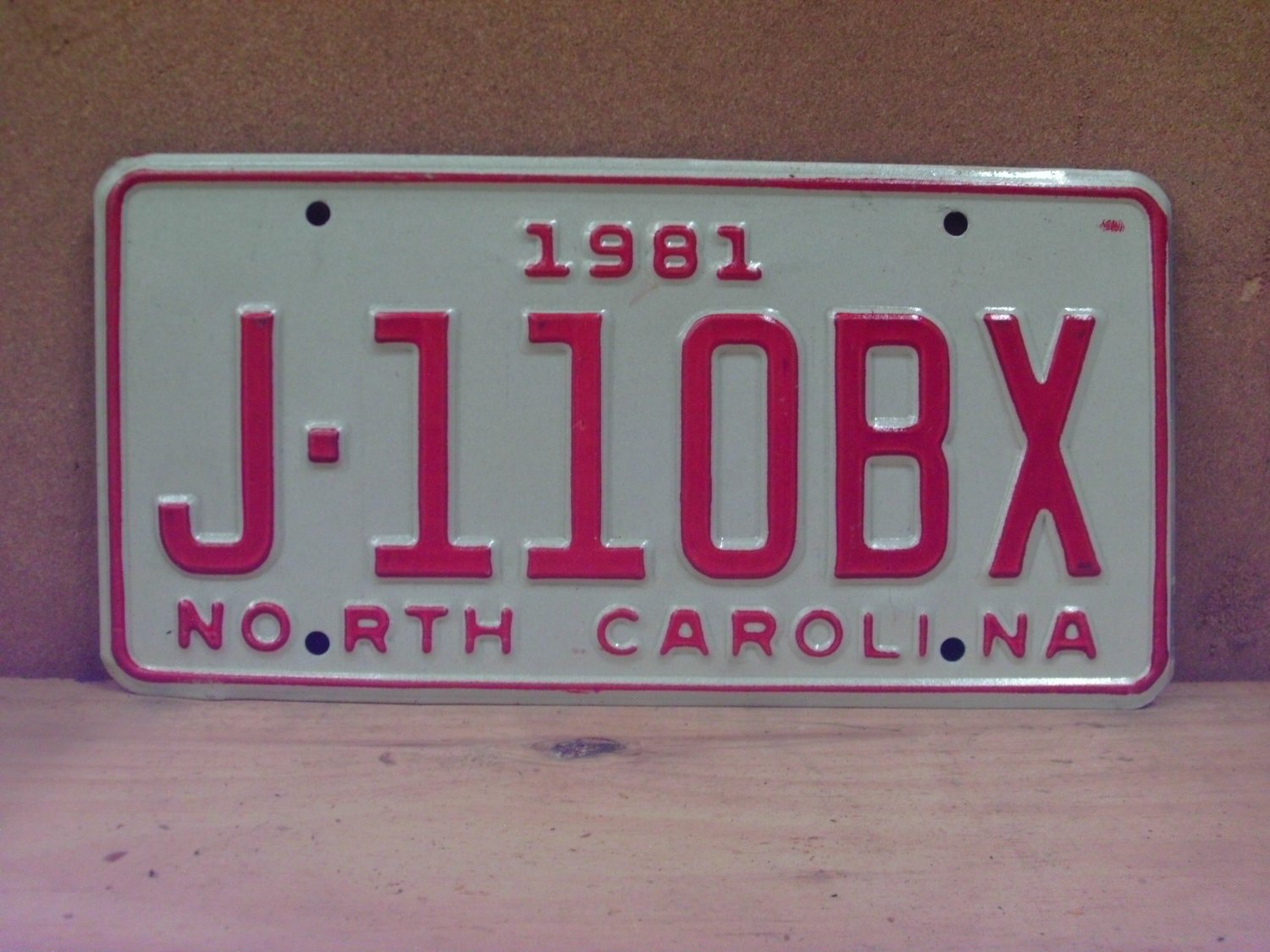 1981 North Carolina NC Retired Judge License Plate J-110BX NCG1